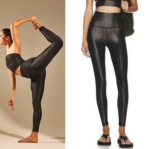 BEYOND YOGA softshine high waisted sparkle black midi leggings